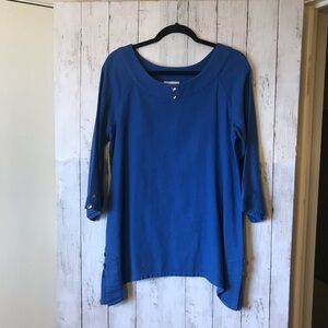 Soft Surroundings Women’s Blue Tunic 3/4 Length Sleeve Top Small